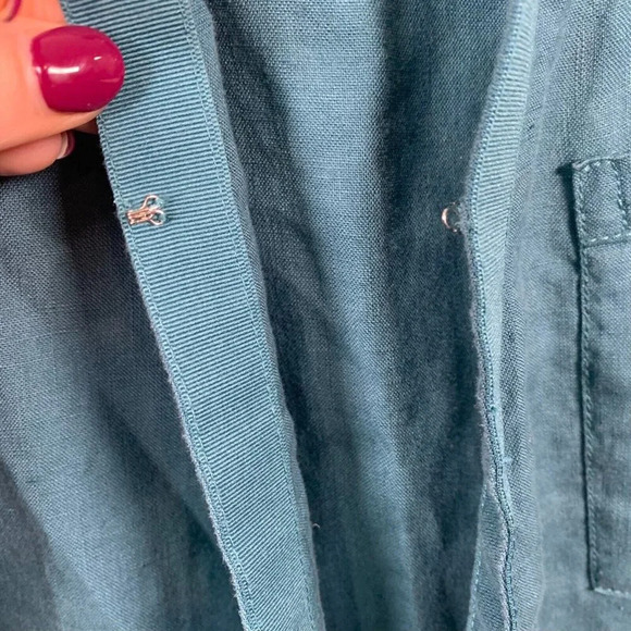 Athleta Playa 100% Linen Tie Wrap Top Borealis Green Size Medium Tie Top - Picture 2 of 7